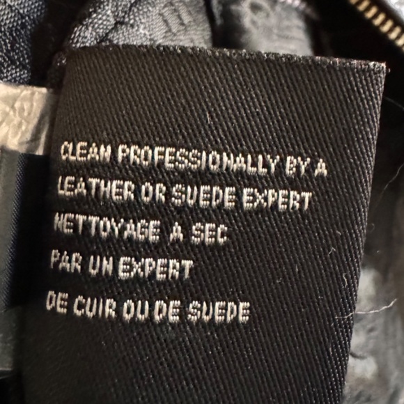 Cole Haan Lambskin Leather Jacket Black Moto Wool Removable Collar M Medium Zip - Picture 6 of 10